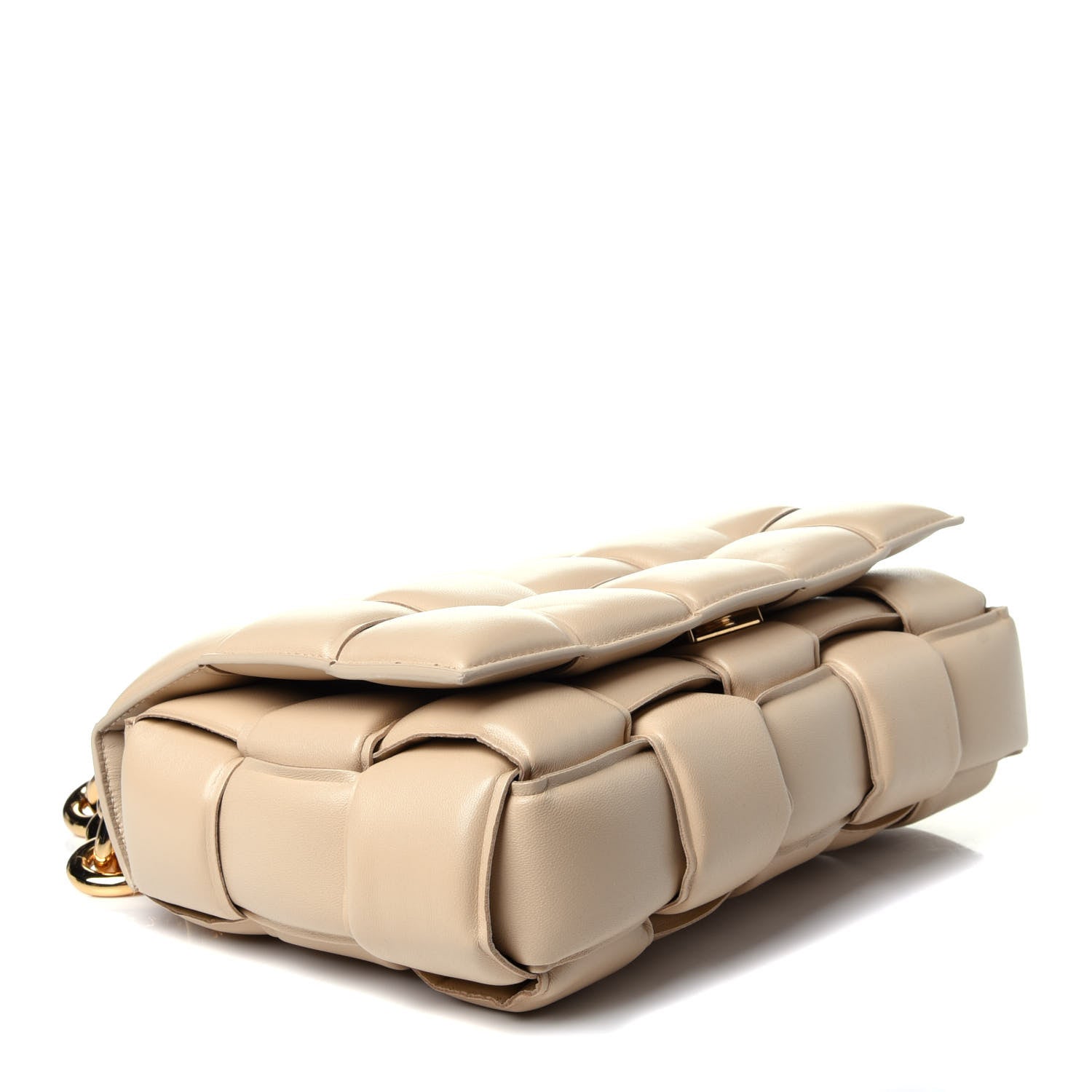 Bottega Veneta Lambskin Maxi Intreccio Padded Chain Cassette Crossbody Bag Porridge 4 of 12