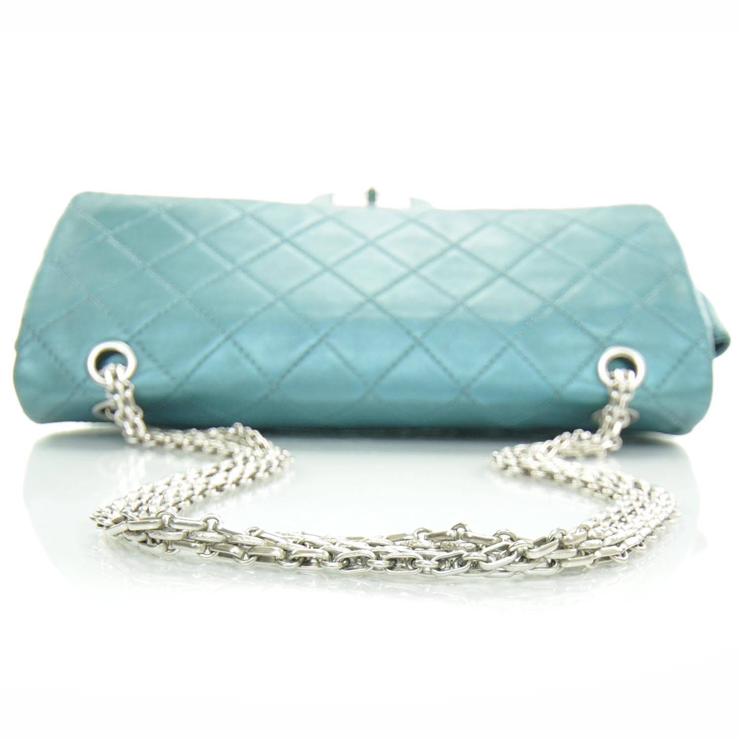 Chanel Leather 2.55 Reissue 227 Flap Metallic Turquoise 7 of 12