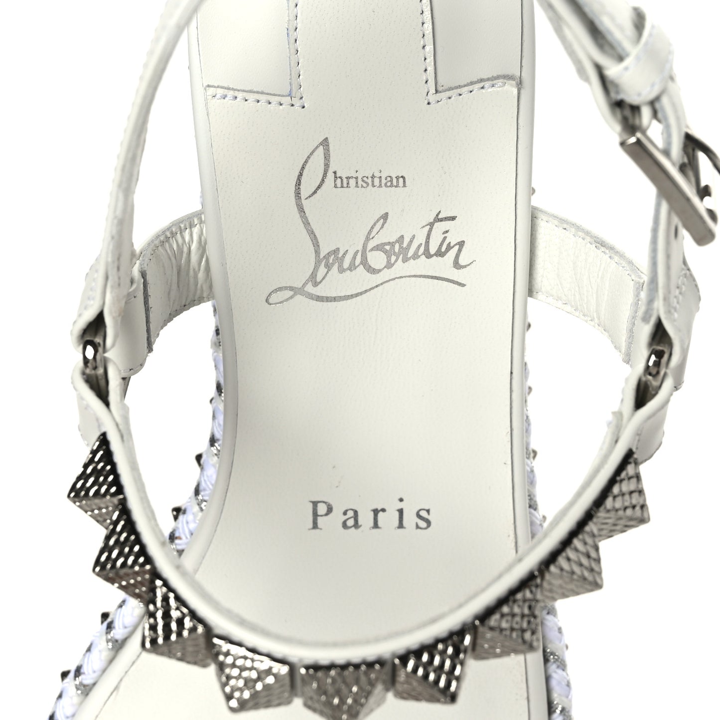 Calfskin Bianco Pyraclou 60 Platform Sandals 38 White Silver