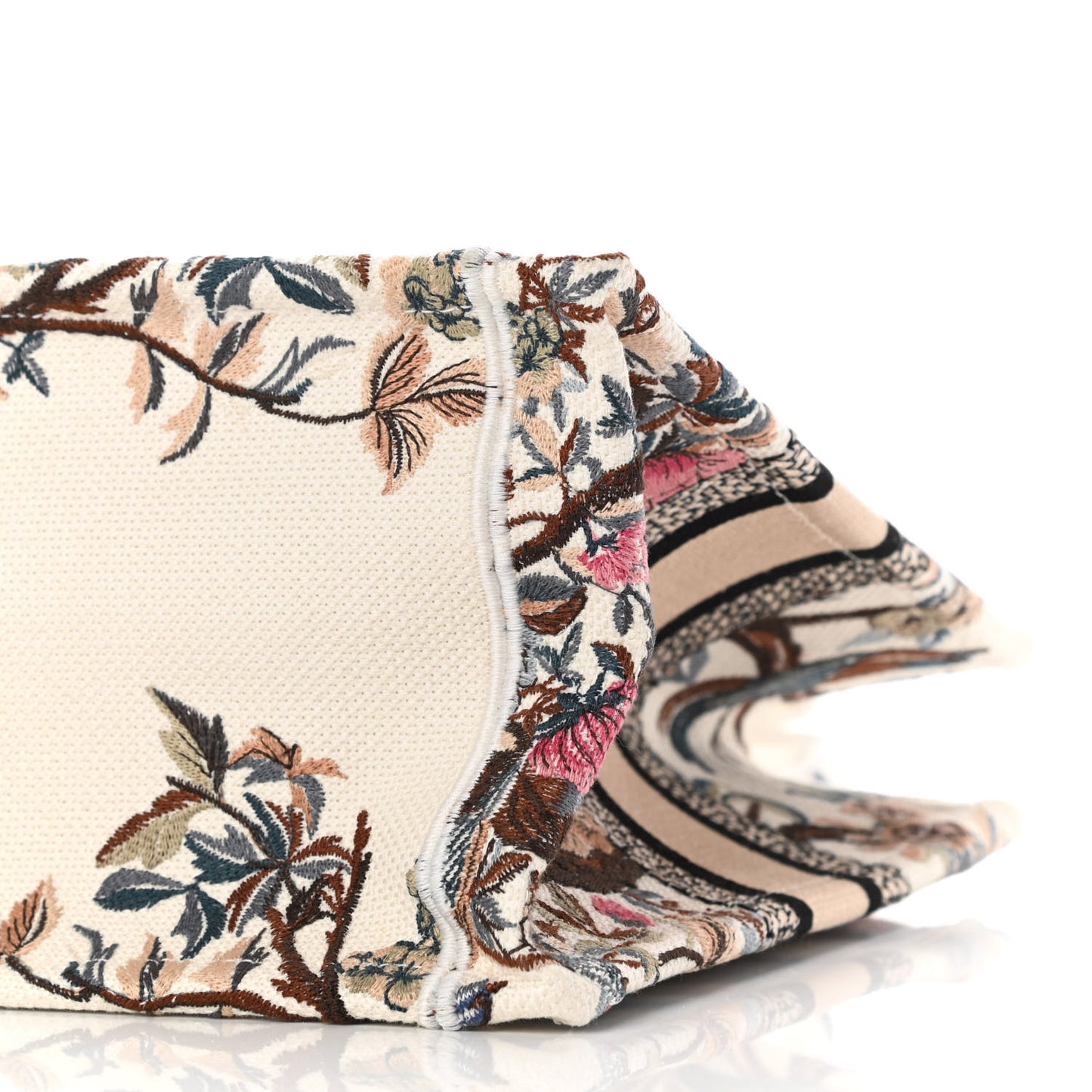 Canvas Embroidered Small Jardin D'Hiver Book Tote Latte Multicolor