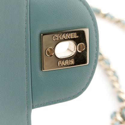 Chanel Lambskin Chevron Quilted Mini Rectangular Flap Light Blue 7 of 12