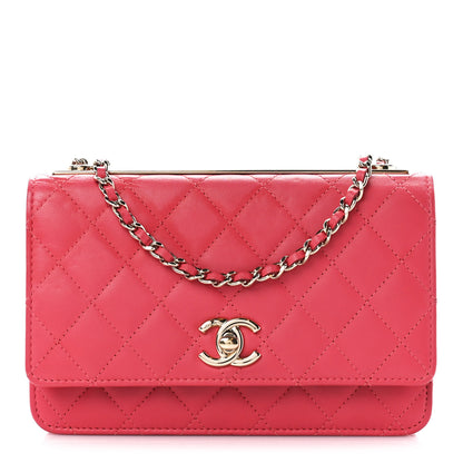 Chanel Lambskin Quilted Trendy CC Wallet On Chain WOC Pink 1 of 13