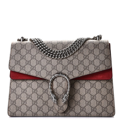 Gucci GG Supreme Monogram Suede Cudu Medium Dionysus Shoulder Bag Beige Ebony Vulcanic Red 1 of 7