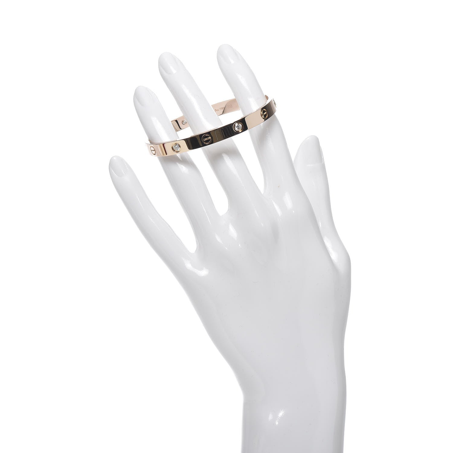 Cartier 18K Pink Gold 4 Diamond LOVE Bracelet 17 2 of 7