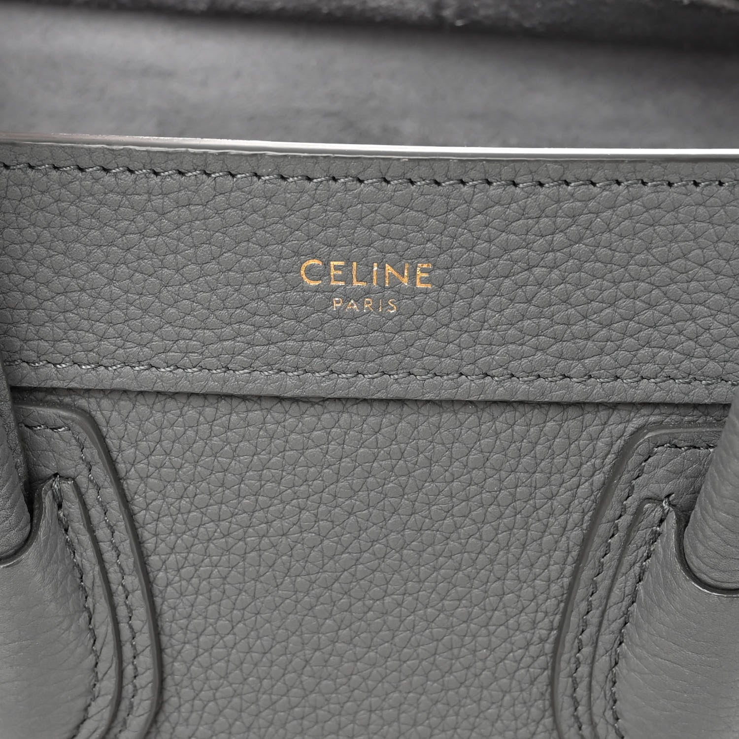 Celine Drummed Calfskin Nano Luggage Kohl 6 of 10