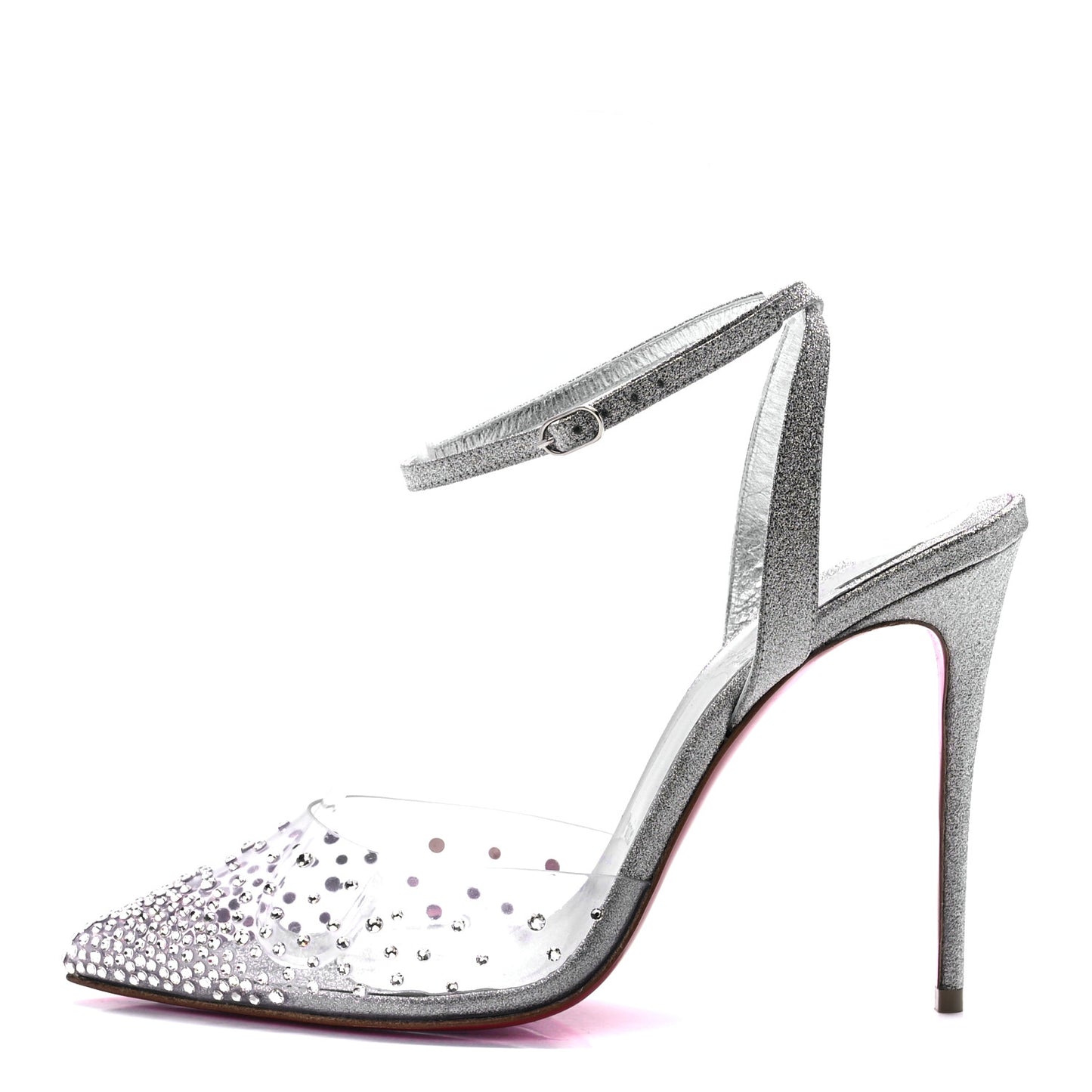 PVC Glittered Calfskin Spikaqueen 100 Pumps 38 Silver