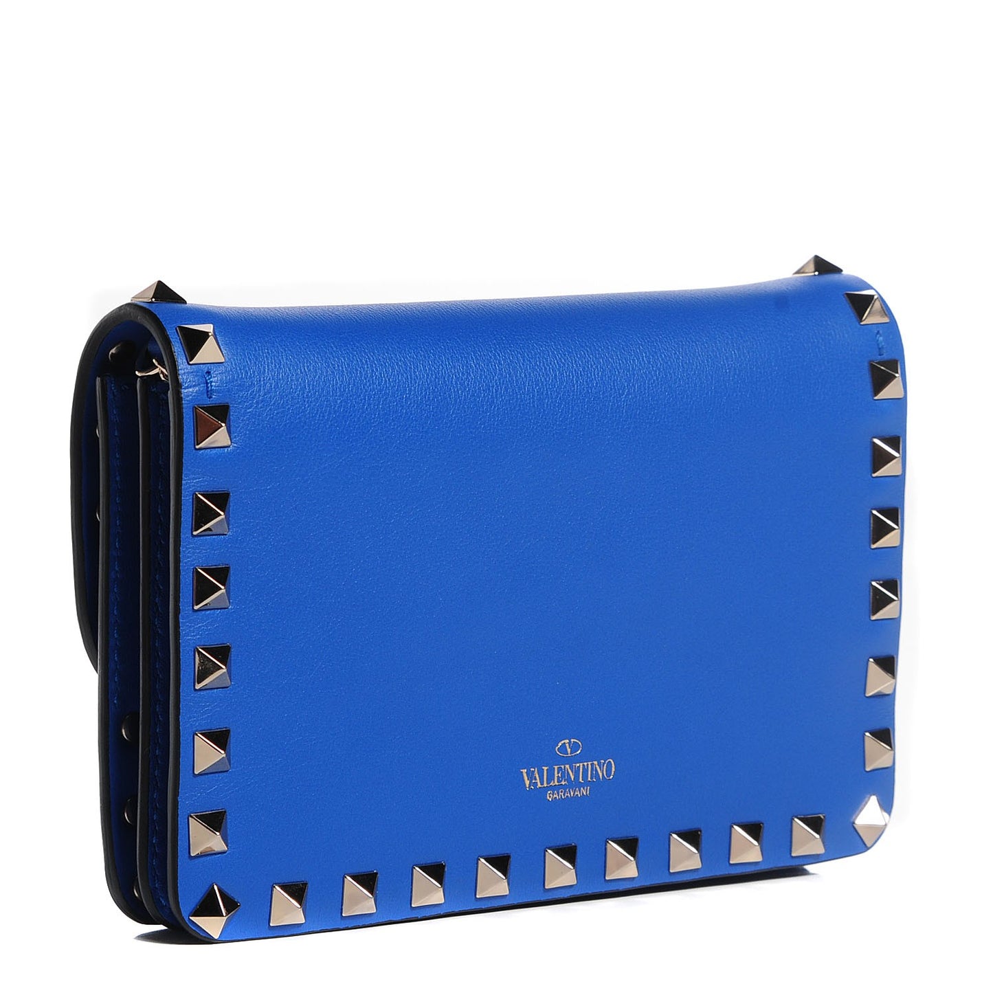 Vitello Rockstud Chain Flap Crossbody Bag Light Sapphire