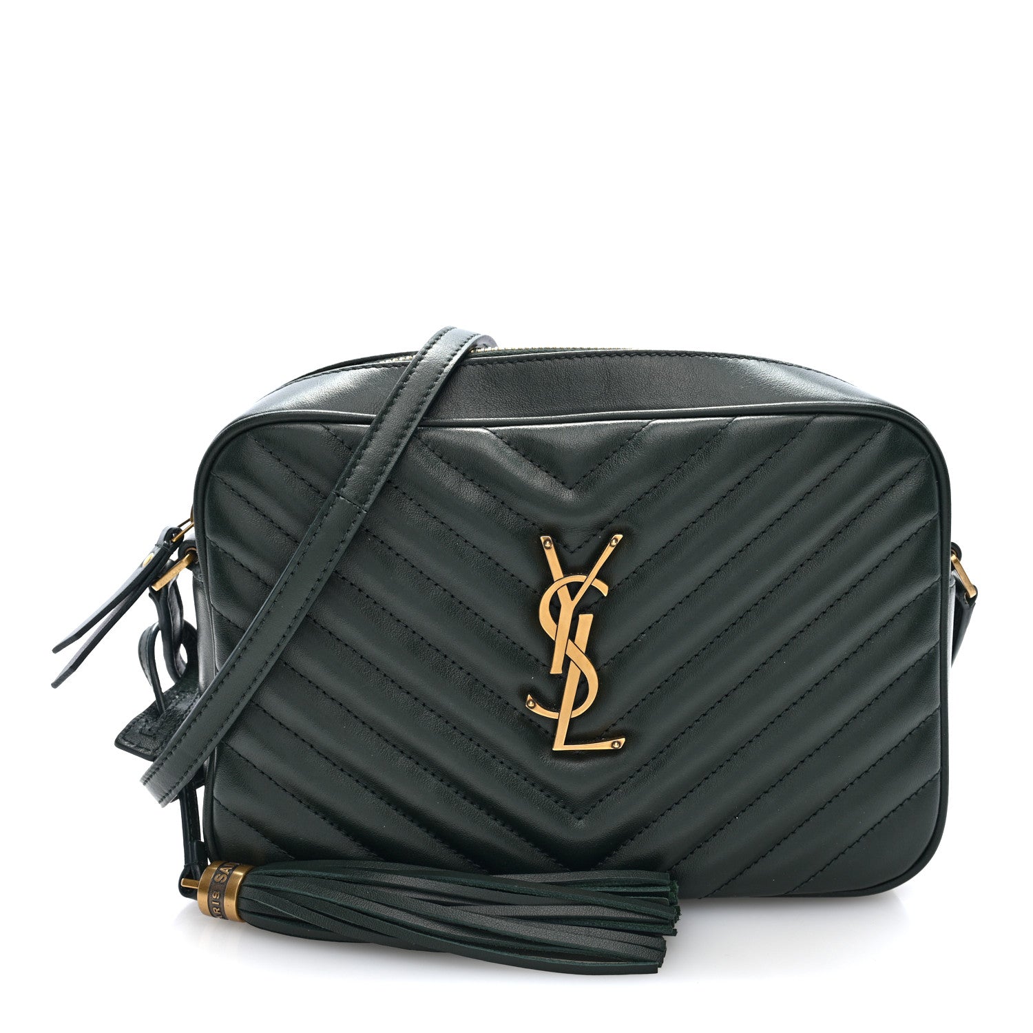 Saint Laurent Calfskin Matelasse Monogram Lou Camera Bag Vert Fonce 1 of 9