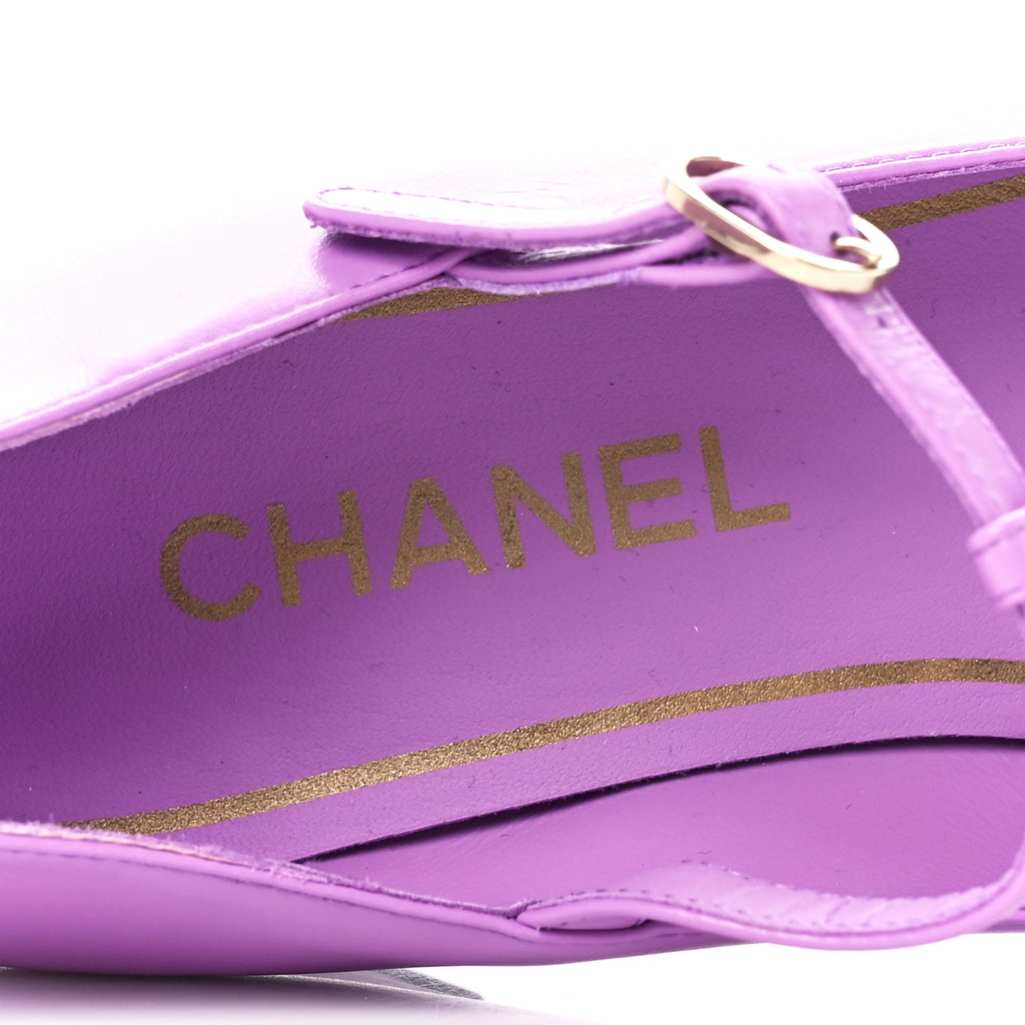 Calfskin Cap Toe T Strap CC Flats 38 Purple Black