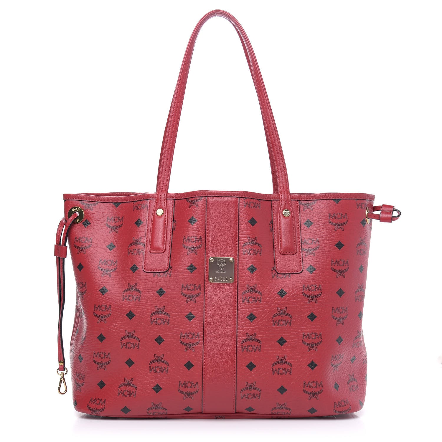 MCM Visetos Medium Liz Reversible Shopper Tote Ruby Red 1 of 13