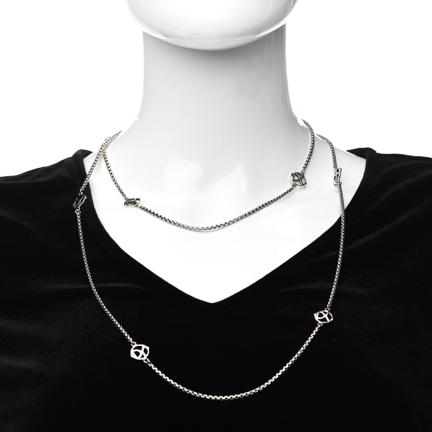 Sterling Silver Logo Station Necklace 46"