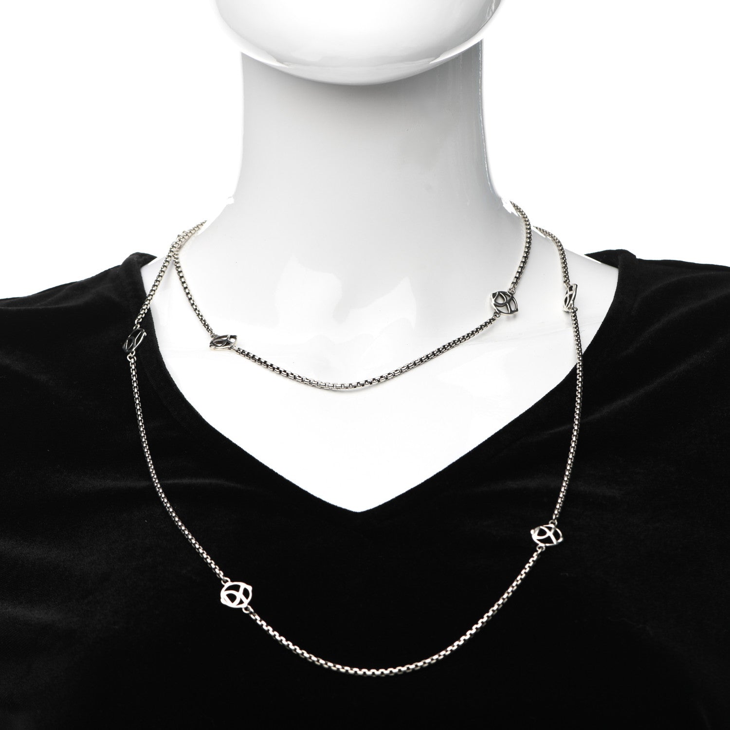 David Yurman Sterling Silver Logo Station Necklace 46" 2 of 4