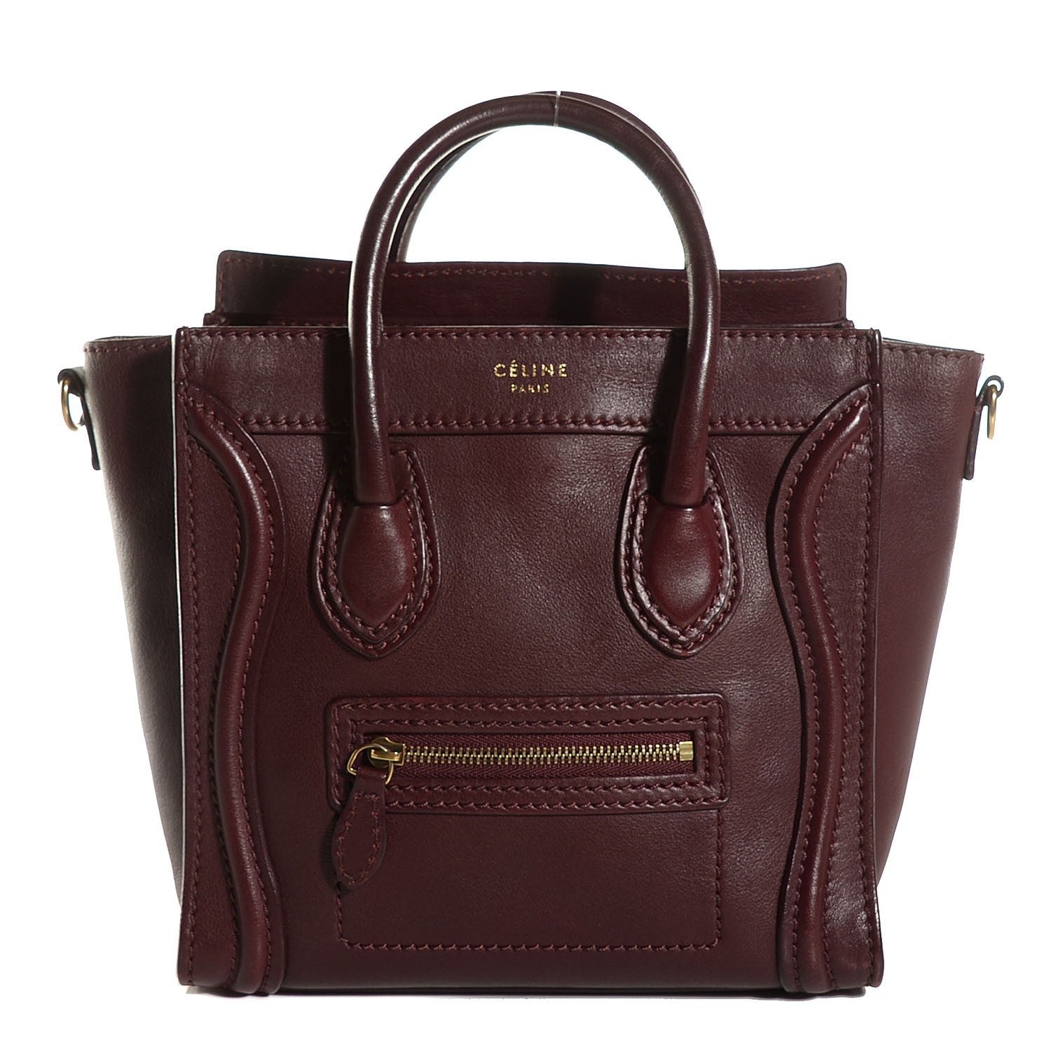 Celine Smooth Calfskin Nano Luggage Burgundy 1 of 8
