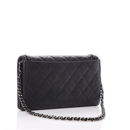 Chanel Calfskin Quilted Chain Around Boy Wallet On Removable Chain WOC Black 3 of 9