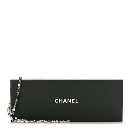 Chanel Pearl Crystal Bead Chanel Logo Necklace Silver 6 of 6