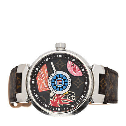 Louis Vuitton Stainless Steel Monogram 34mm Tambour World Tour Dial Quartz Watch 2 of 5