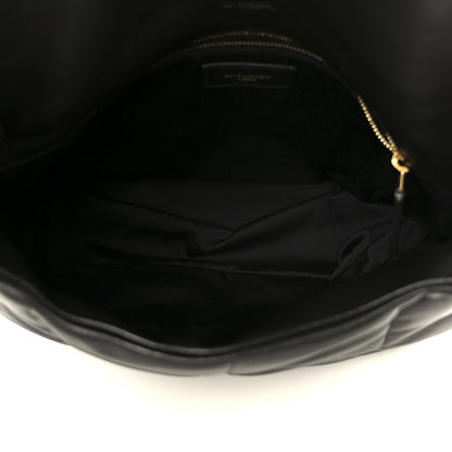 Saint Laurent Lambskin Quilted Medium Loulou Puffer Monogram Chain Satchel Black 5 of 11