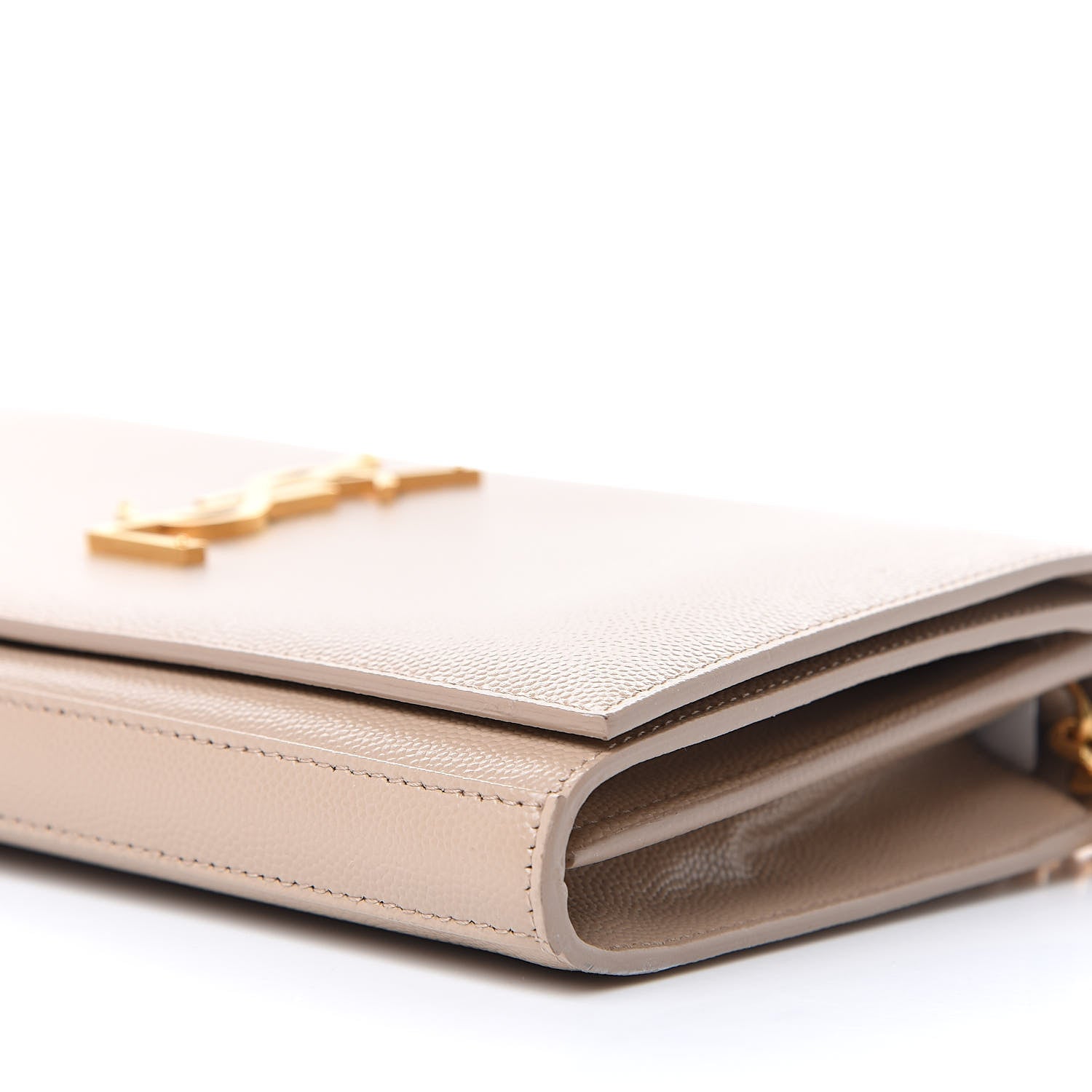 Saint Laurent Grain De Poudre Monogram Chain Wallet Dark Beige 10 of 10