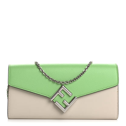 Fendi Vitello King Cruise FF Diamonds Continental Envelope Wallet On Chain Latte Edamame 1 of 13