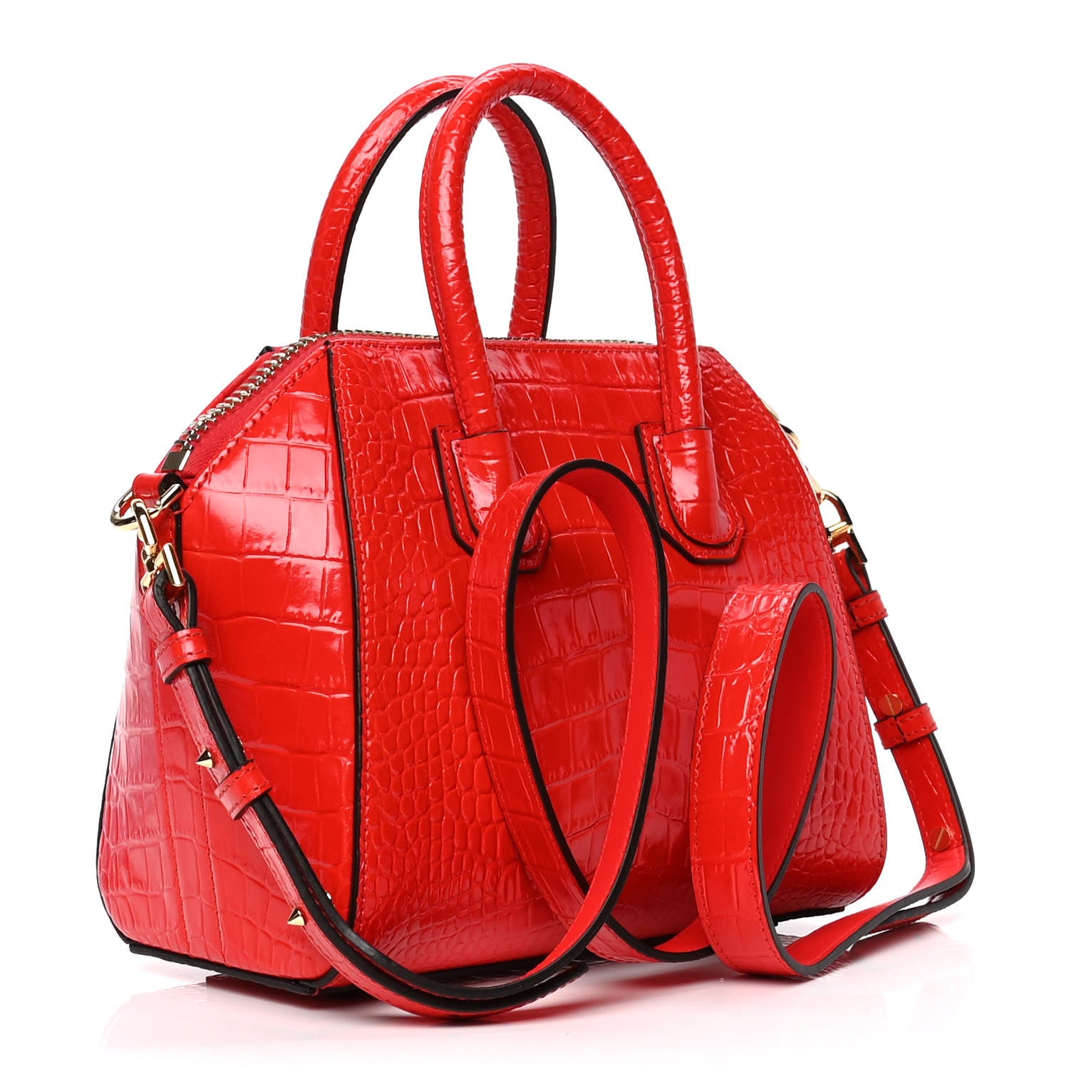 Givenchy Calfskin Crocodile Embossed Mini Antigona Red 2 of 4