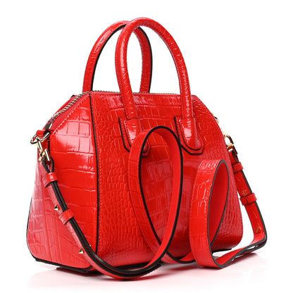 Givenchy Calfskin Crocodile Embossed Mini Antigona Red 2 of 4