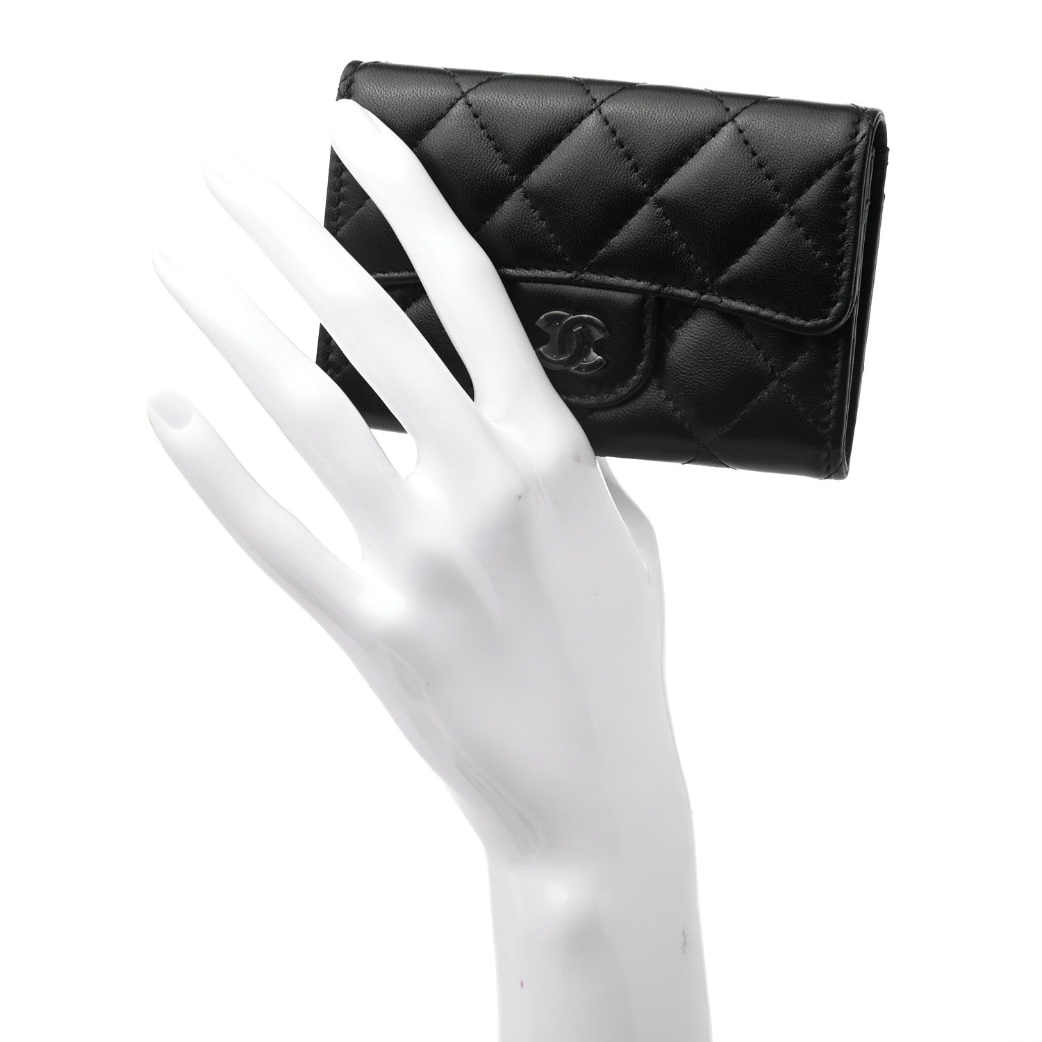 Chanel Lambskin Quilted Flap Card Holder Wallet So Black 2 of 8