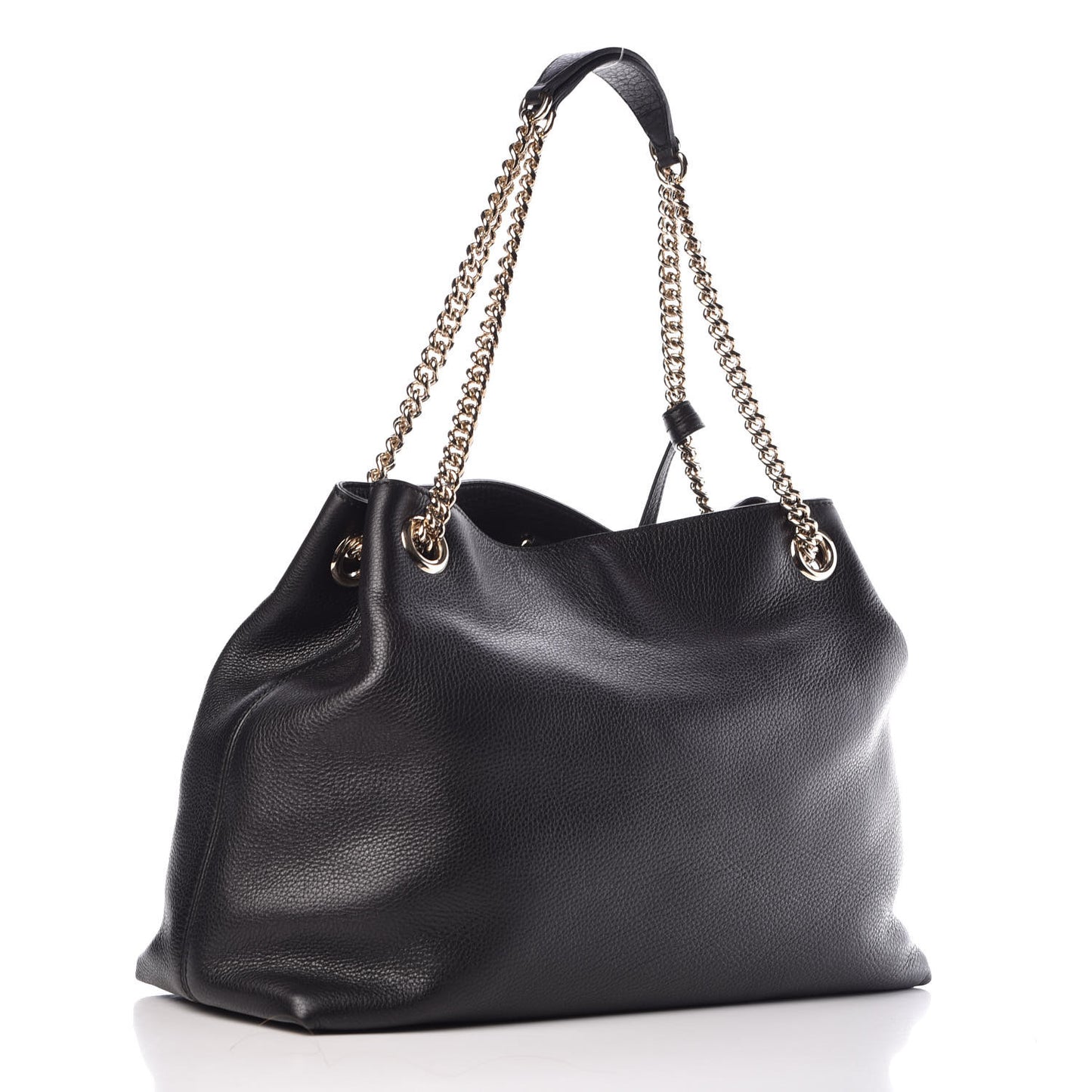 Pebbled Calfskin Medium Soho Chain Shoulder Bag Black