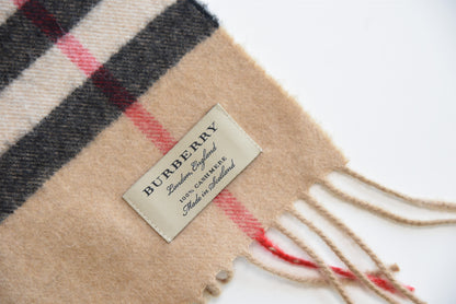 Burberry Cashmere Giant Check Fringe Scarf Camel 4 of 7