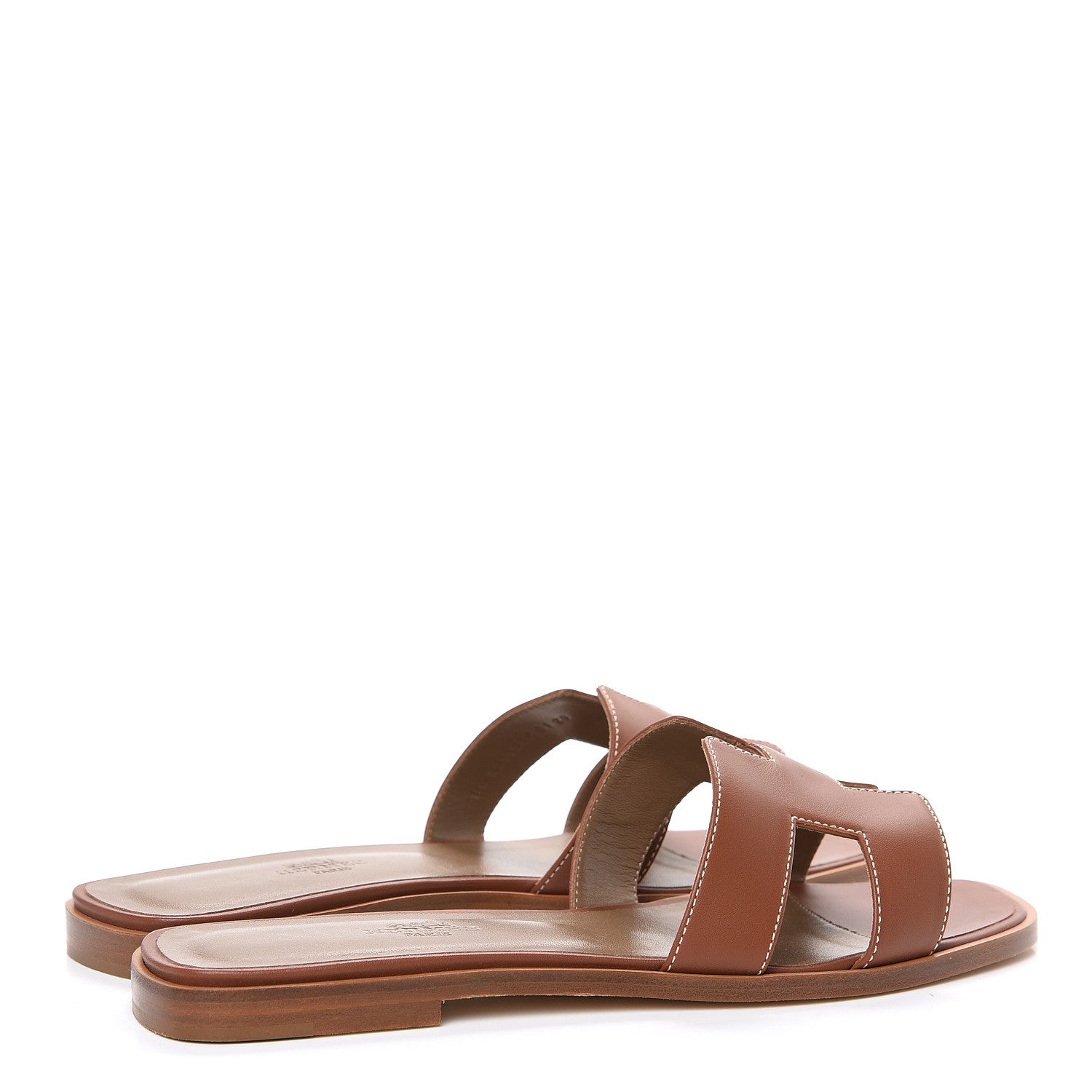 Hermes Box Calfskin Oran Sandals 38.5 Gold 4 of 8