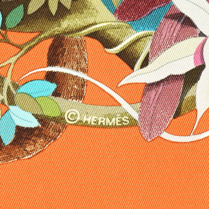 Hermes Silk Au Coeur de la Vie Scarf 90 Orange 4 of 6