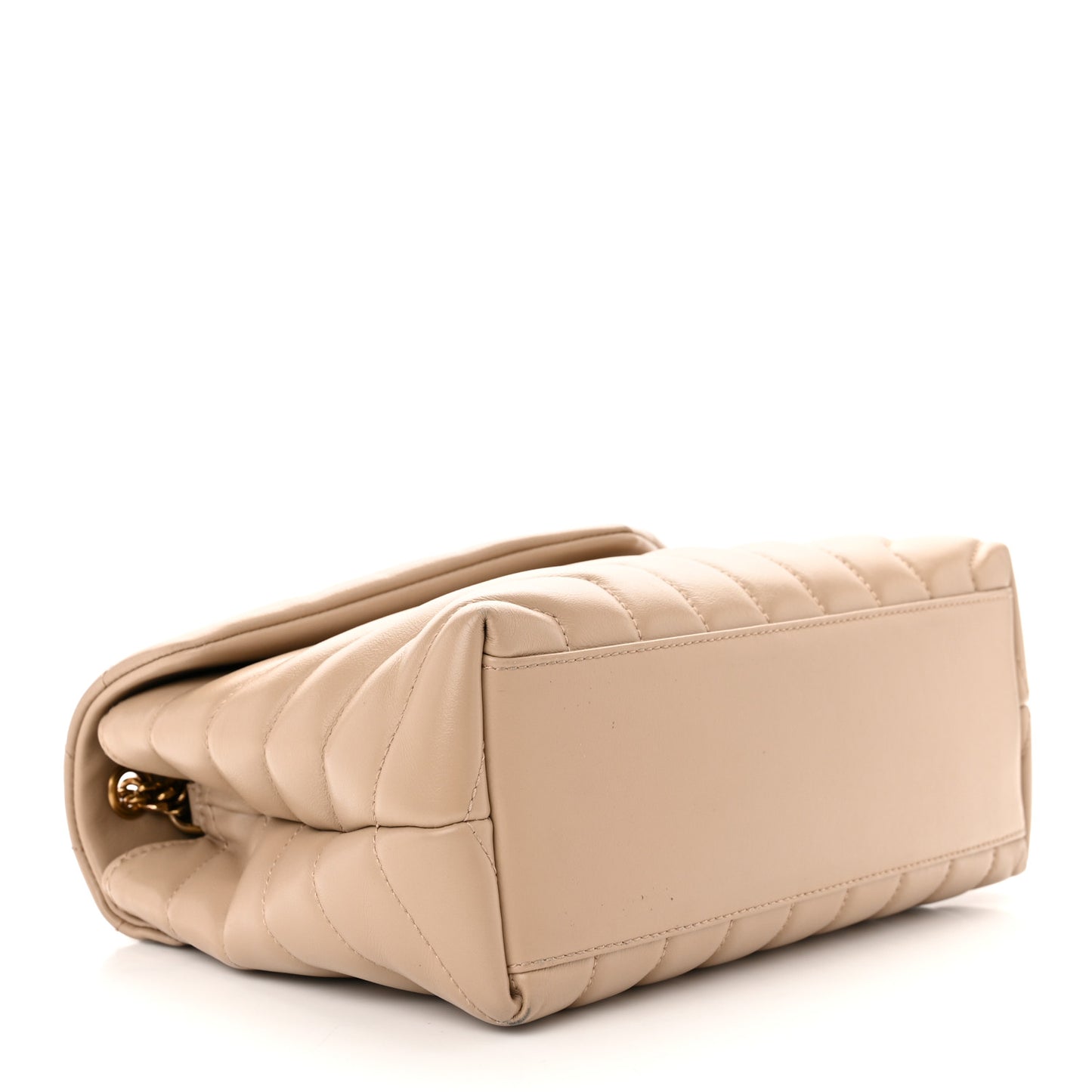 Calfskin Y Quilted Monogram Small Loulou Chain Satchel Dark Beige