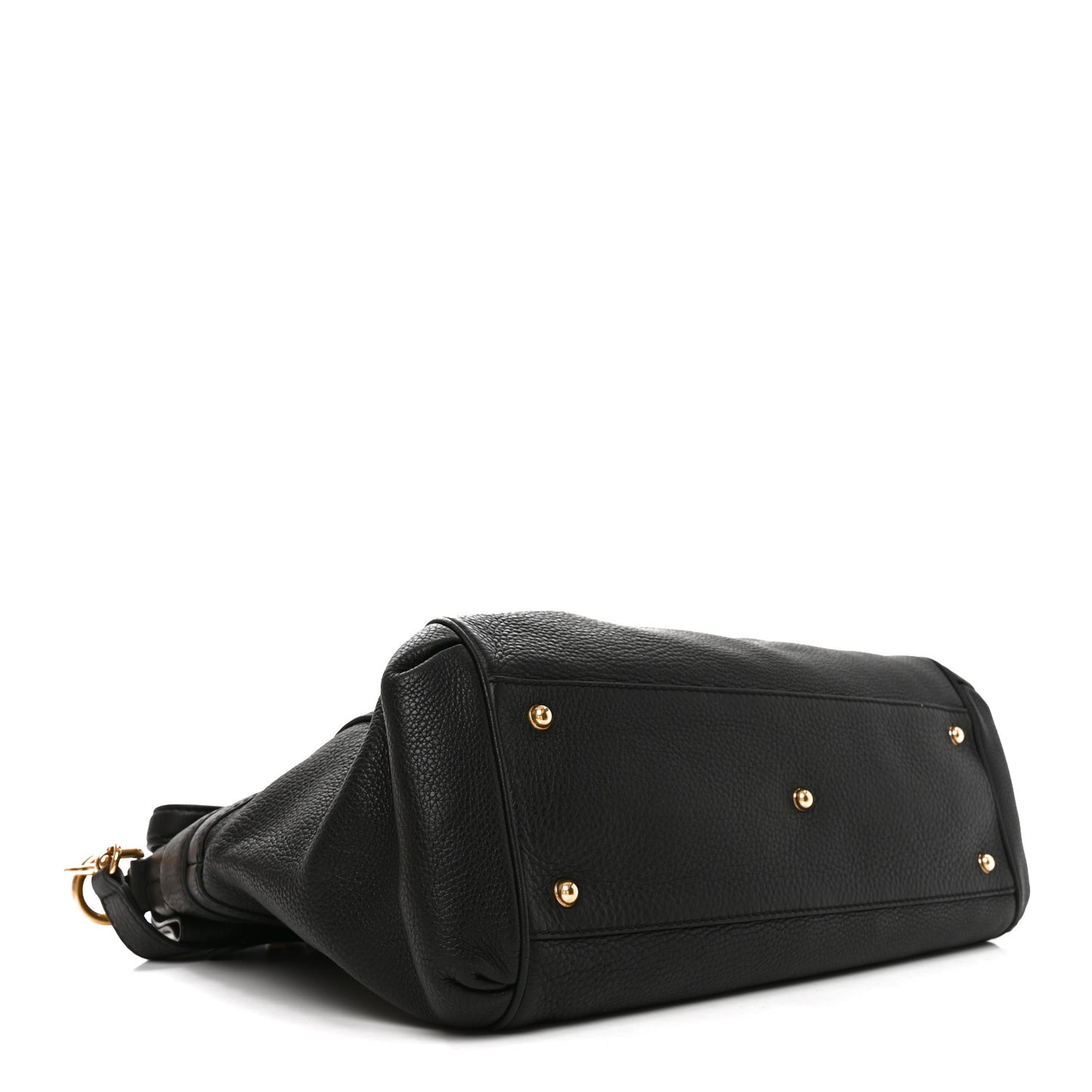 Pebbled Calfskin Ride Medium Top Handle Bag Black