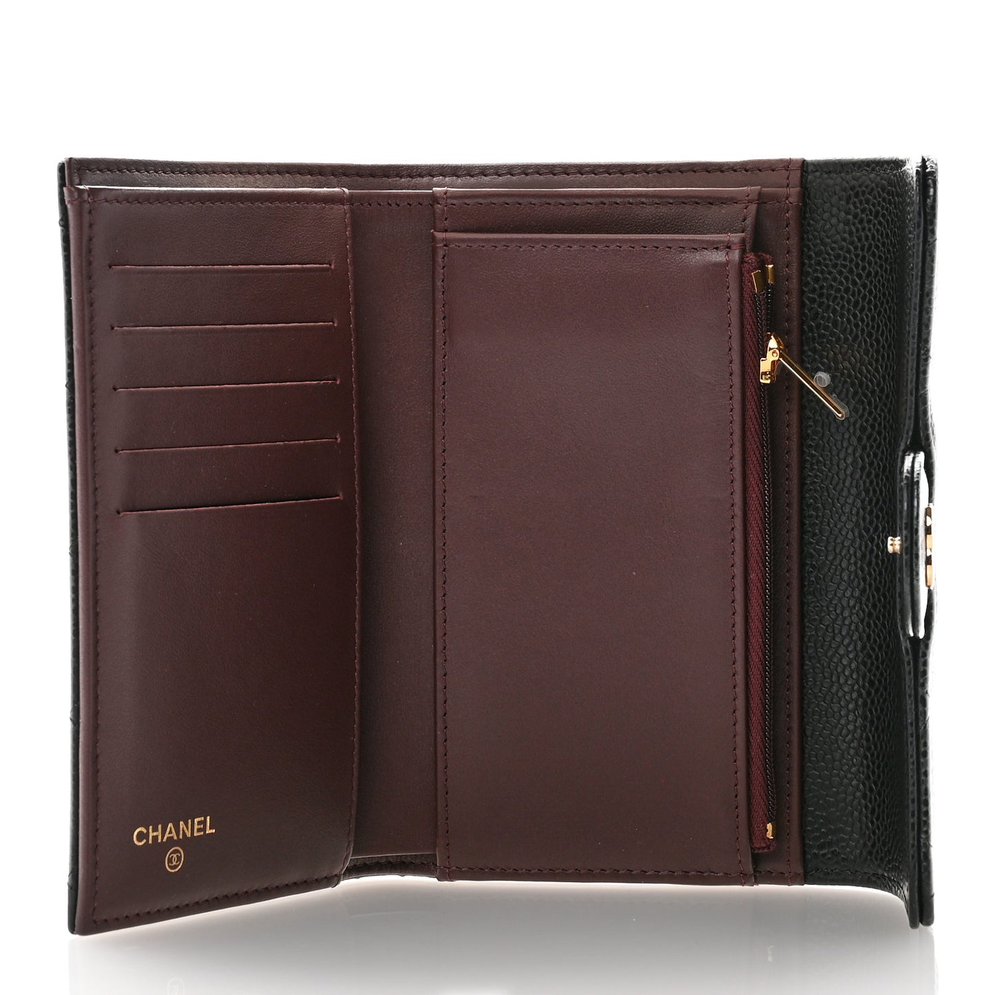 Caviar Quilted Medium Flap Wallet Black
