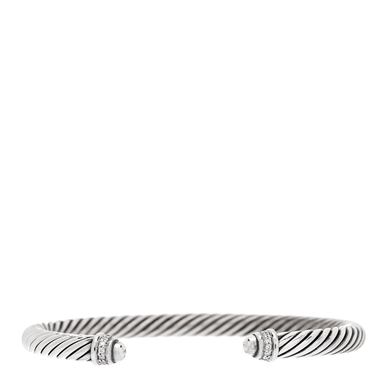 David Yurman Sterling Silver Diamond 5mm Cable Classics Dome Bracelet 1 of 3