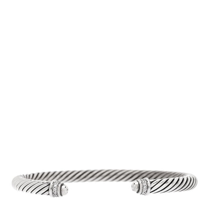 David Yurman Sterling Silver Diamond 5mm Cable Classics Dome Bracelet 1 of 3