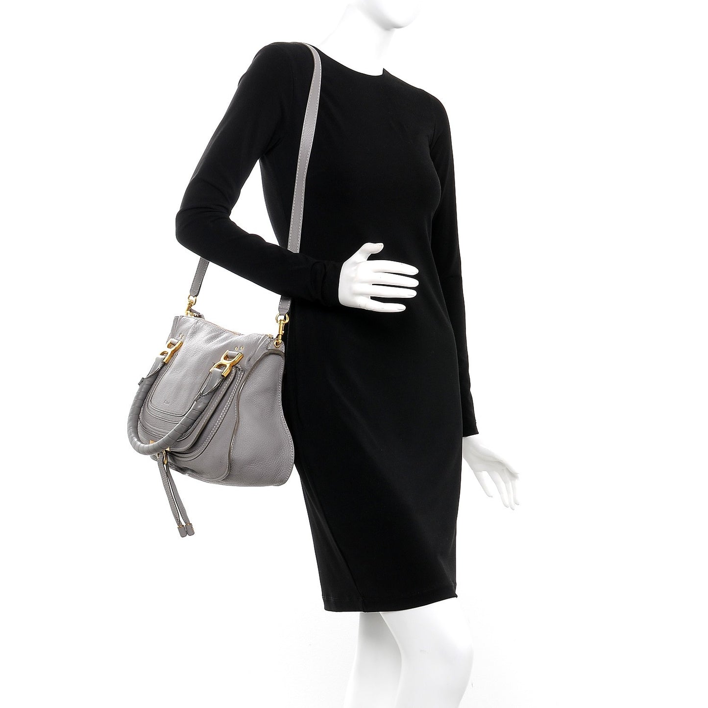 Calfskin Medium Marcie Satchel Cashmere Grey