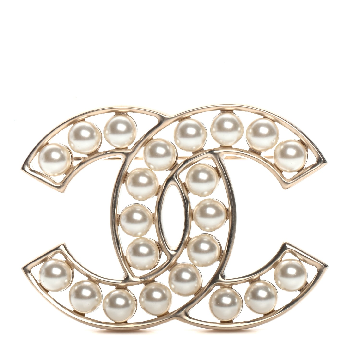Pearl CC Brooch Light Gold
