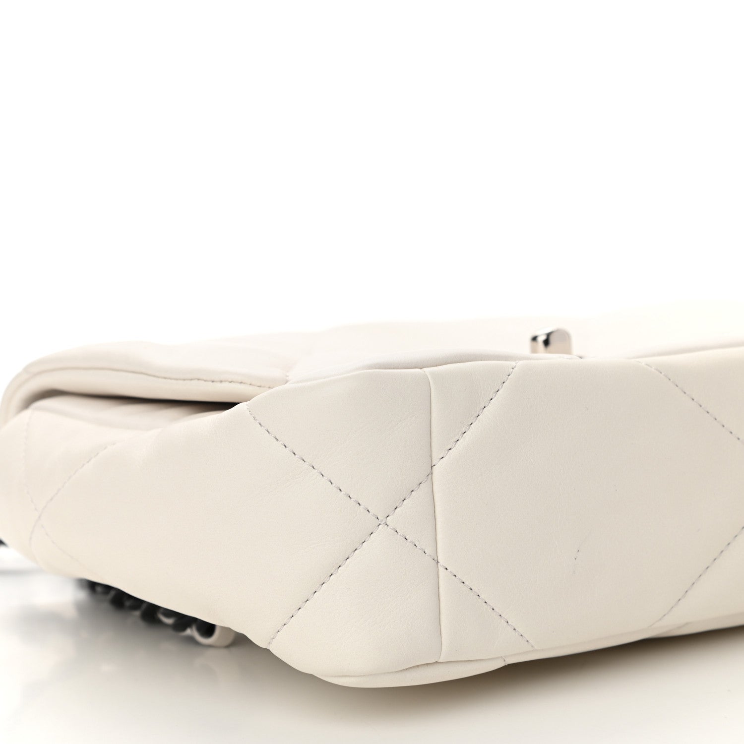 Chanel Glossy Calfskin Quilted Medium Chanel 19 Flap White Black 9 of 11
