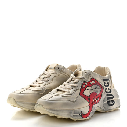 Gucci Calfskin Mouth Print Womens Rhyton Sneakers 36 Ivory 3 of 8