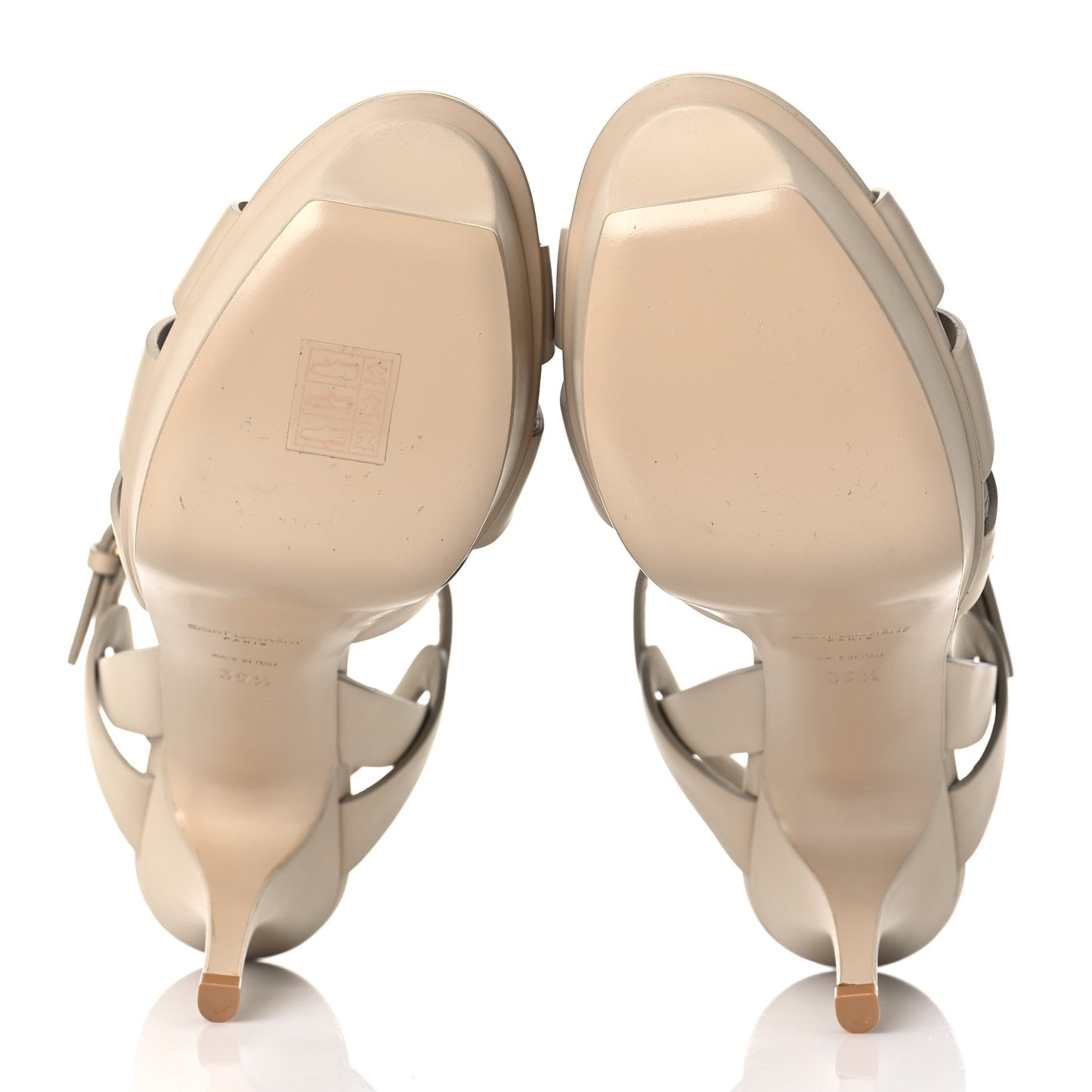 Calfskin Tribute 75 Platform Sandals 39.5 Nude Powder