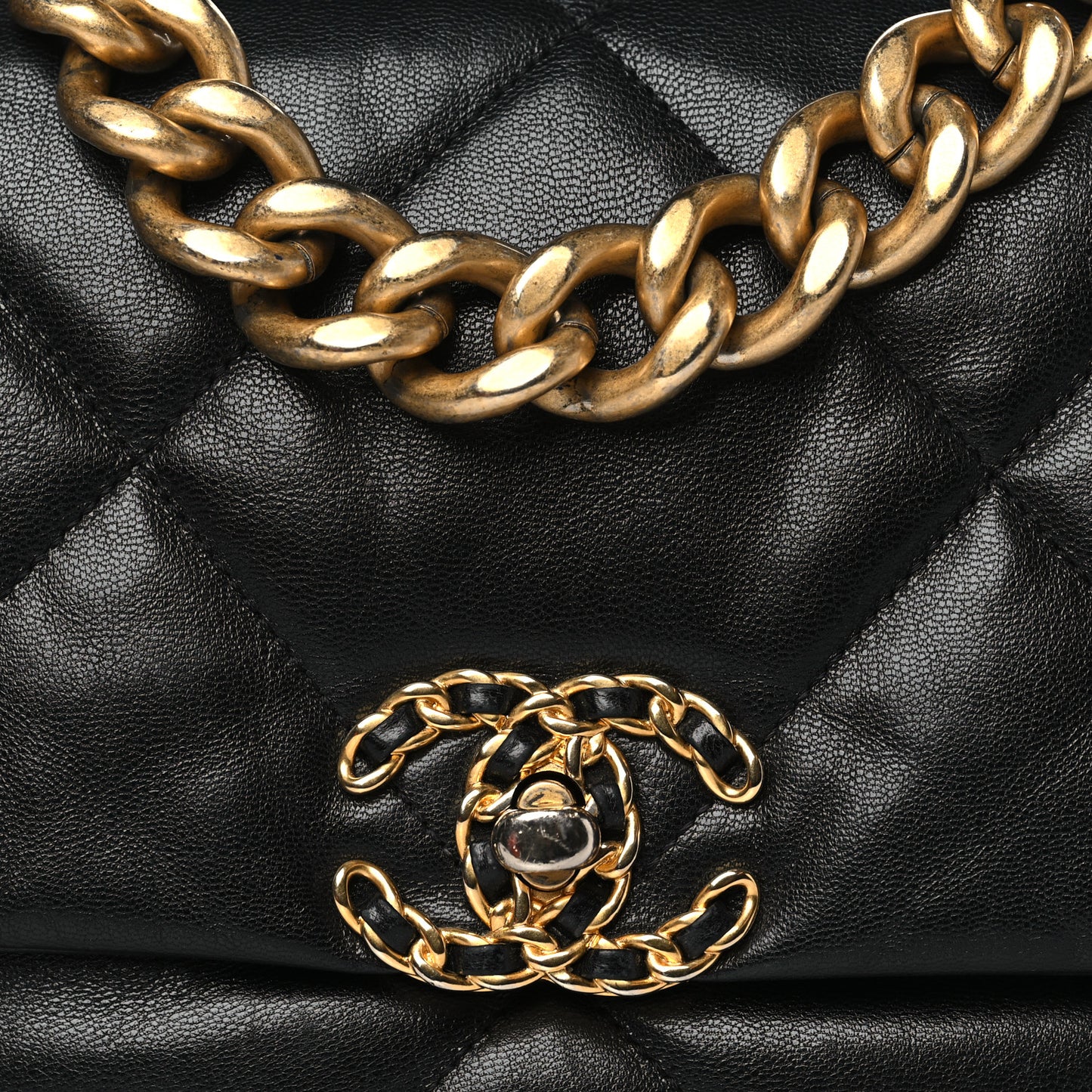 Goatskin Quilted Large Chanel 19 Flap Black