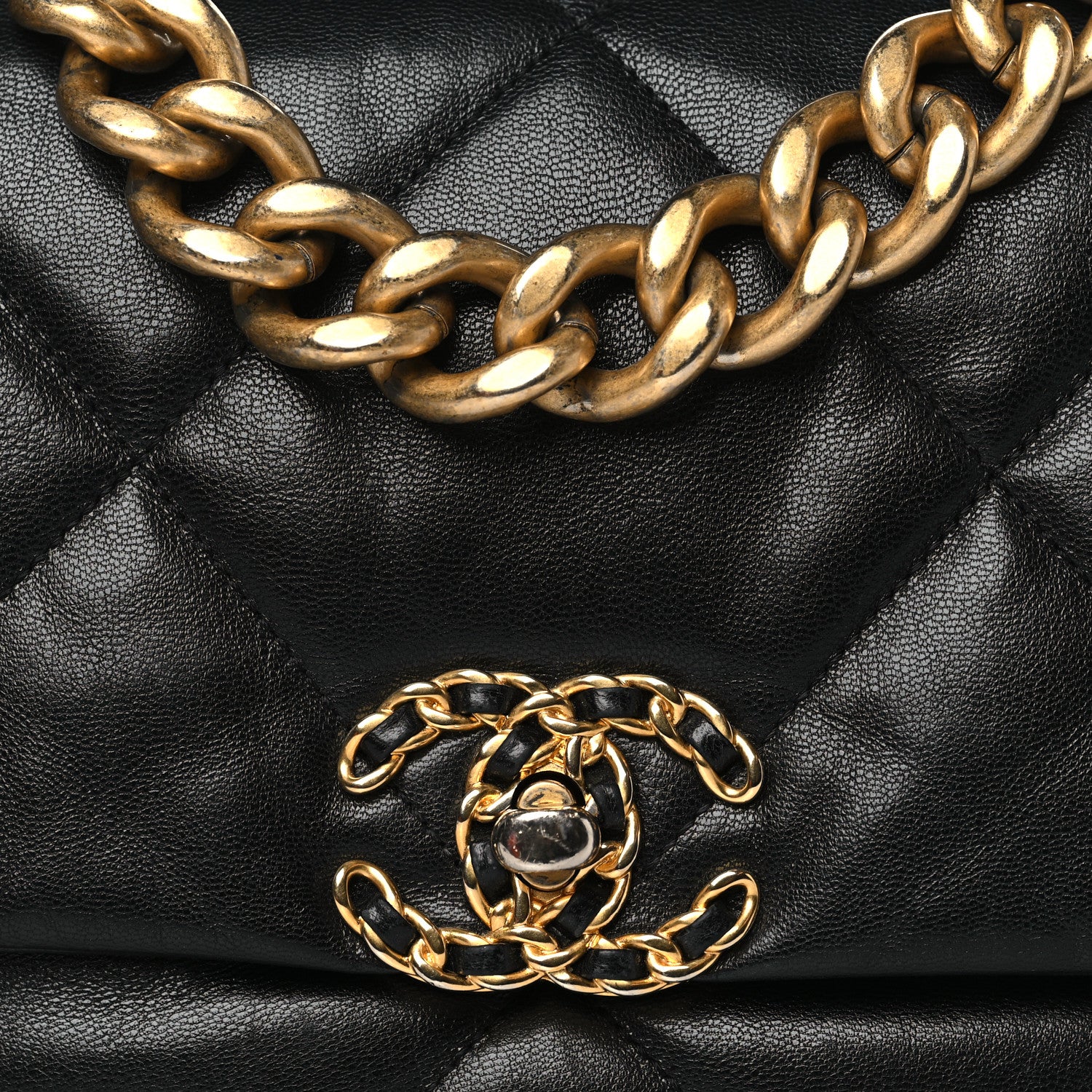 Chanel Goatskin Quilted Large Chanel 19 Flap Black 8 of 11