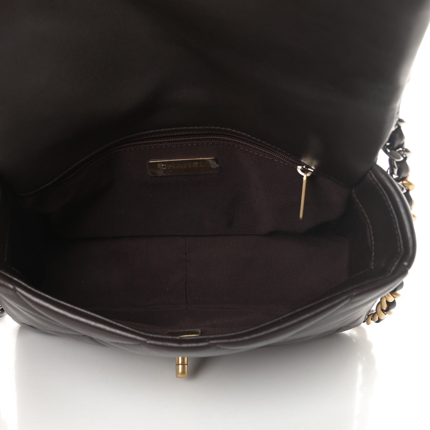 Lambskin Quilted Medium Chanel 19 Flap Dark Brown