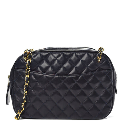 Chanel Lambskin Quilted Camera Case Navy Blue 1 of 13