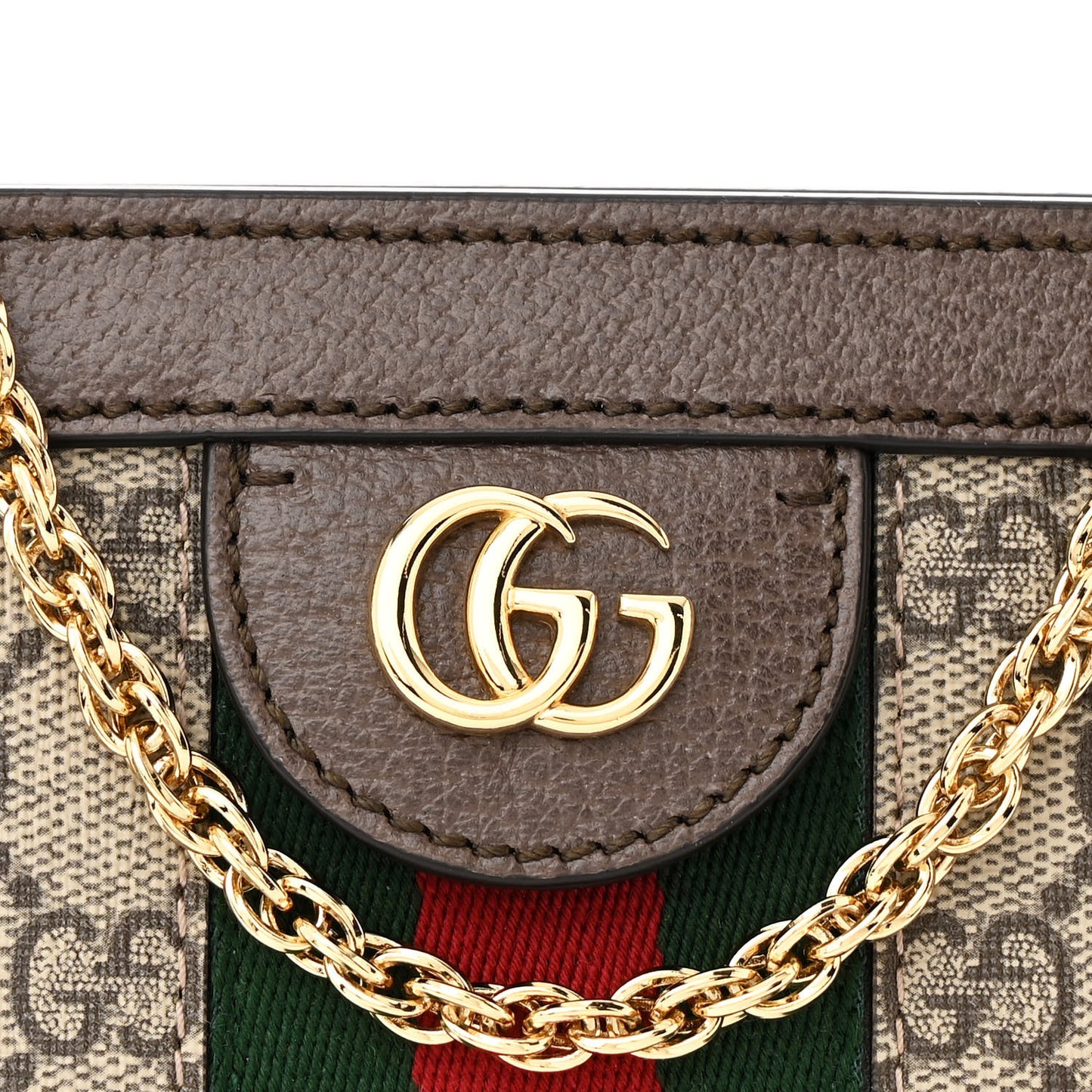 GG Supreme Monogram Textured Dollar Calfskin Web Mini Ophidia Chain Shoulder Bag Beige Ebony New Acero