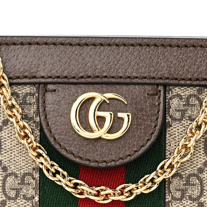 Gucci GG Supreme Monogram Textured Dollar Calfskin Web Mini Ophidia Chain Shoulder Bag Beige Ebony New Acero 7 of 10