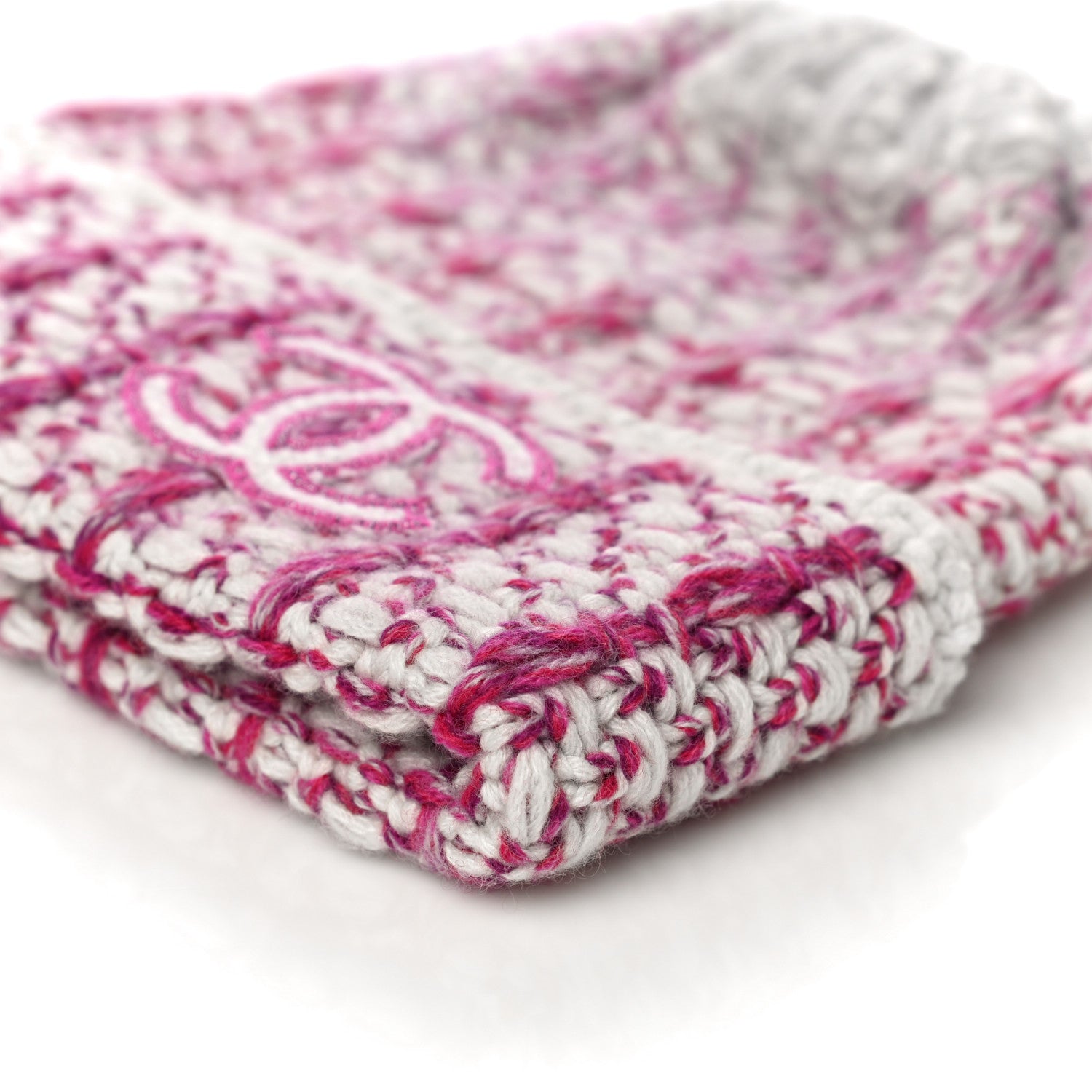 Chanel Cashmere CC Beanie Hat Pink Beige 9 of 9