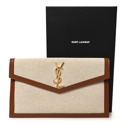 Saint Laurent Canvas Uptown Pouch Natural Beige Brick 7 of 7