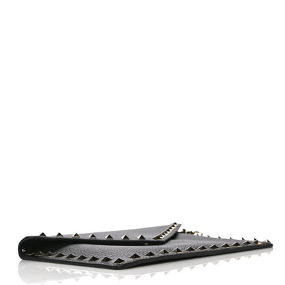 Valentino Garavani Pebbled Calfskin Medium Rockstud Envelope Flat Wristlet Pouch Black 4 of 10