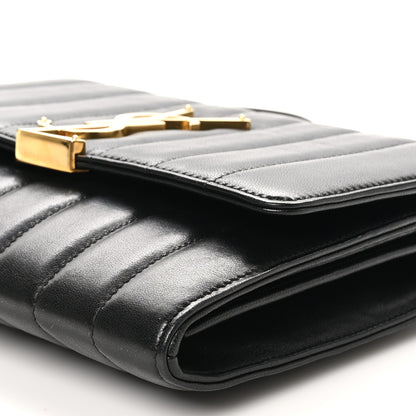 Saint Laurent Lambskin Matelasse Monogram Vicky Chain Wallet Black 10 of 10